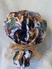Puppies Cute Dogs Ponytail scrub cap medical hat surgical Bouffant