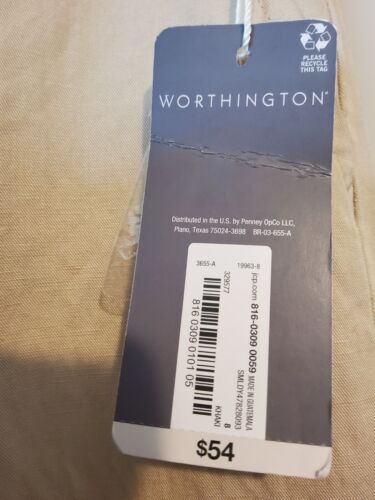 NWT! Worthington Khaki Curvy High Rise Flat Front Pocketed Trousers Women Size 8 - Picture 2 of 5