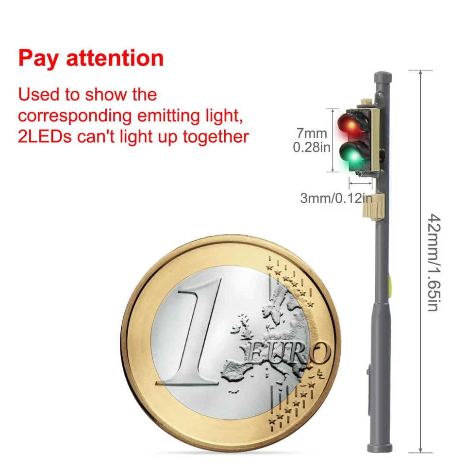 Evemodel 2pcs HO Scale Traffic Signal Red Green Block Signal Lights JTD879RG - Image 3 of 4