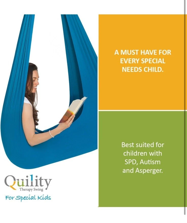 Quility Sensory Therapy Swing for Kids Indoor Hammock Light Blue 165lbs - Image 4 of 4