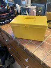 Vintage 1970's Wil-Hold Wilson Yellow Sewing Box w/ 2 Removable Trays 9 X 9 X 14