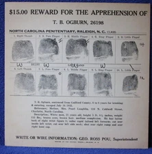 Original 1932 NC Reward Wanted Poster - T.B. Ogburn from Charlotte, NC
