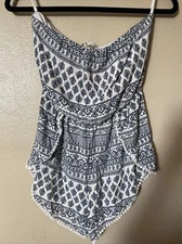 Sleeveless White and Blue romper