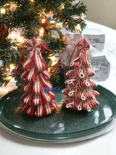 Striped Peppermint Candy Cane Christmas Tree Ornaments Glitter 4.5" Tall 2 pc Se