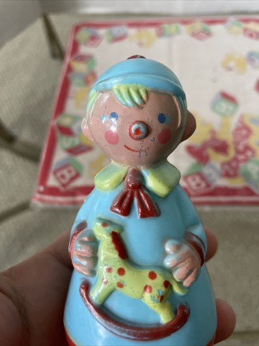 Vintage Stahlwood Baby Toy Rattle Weighted Bobble & Handkerchief - Picture 2 of 12
