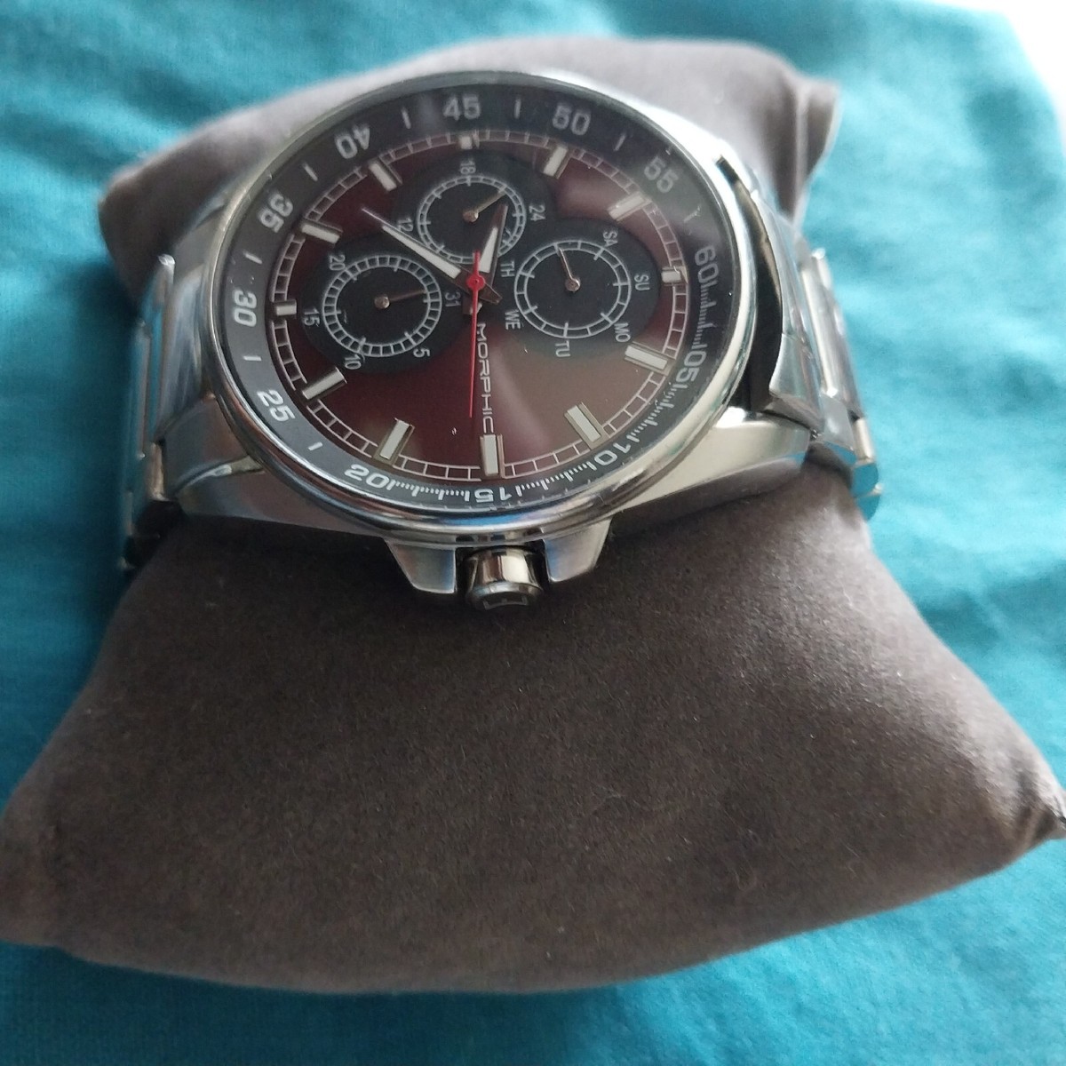 Morphic M92 Series Black Red MPH9205 Day Date w Stainless Steel