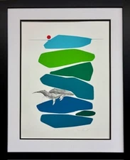 Peter Parnall "The Singers" FRAMED Hand Signed & # Mid-Century Art Whale New