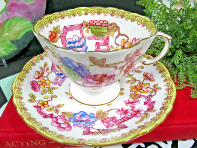Hammersley tea cup and saucer ORIENTAL painted pattern teacup floral England 30s