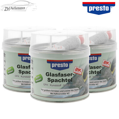3x presto Glasfaserspachtel mit Härter für größere Schäden grau-grün 1000g