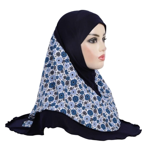 Fit 8-15 year old Muslim girl Arab headscarf floral Abaya base scarf- - Picture 18 of 31
