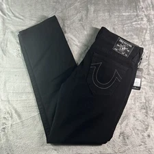 NWT MENS TRUE RELIGION JEANS Size 33x34 Geno Relaxed Slim No Flap Black