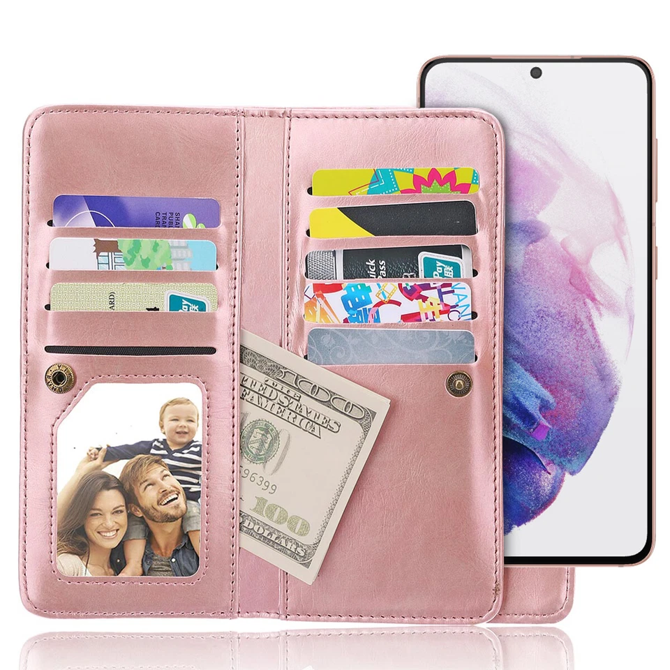 Luxury Leather Wallet Card Holder Case Cover For Galaxy S21/Plus/Note20/Ultra/10 - Image 2 of 4