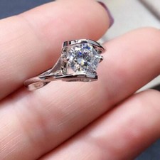 1 Ct Round Cut Lab Created Diamond Solitaire Engagement Ring 14K White Gold FN