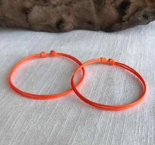 Orange 1mm Water Resistant Cord Adjustable Bracelet or Anklet Set Friendship