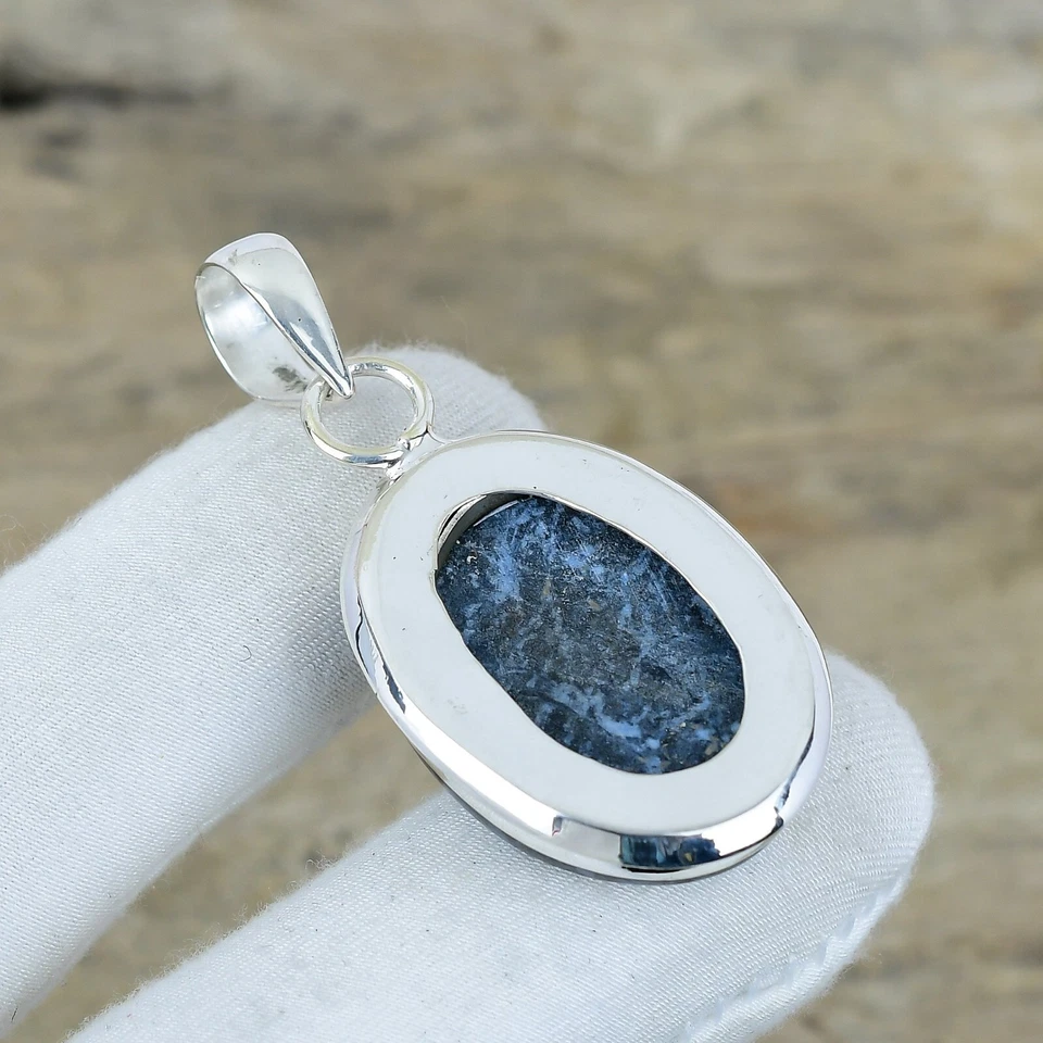 Pendente In Giada Blu K2 In Argento Sterling 925 Per Regali Di Fidanzamento - Immagine 4 di 4