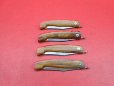 4Pcs Handmade Damascus Pocket knife Teak Wood Handle With Leather Sheath C83