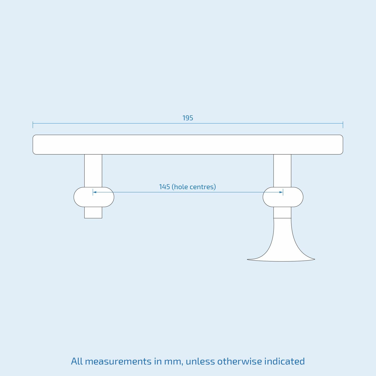 Square Shower Door Handles Stainless Steel Enclosure 145mm Hole Centre