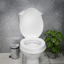 White Elongated Toilet Seat No Slam Plastic With Seat Bumpers Renovators Supply