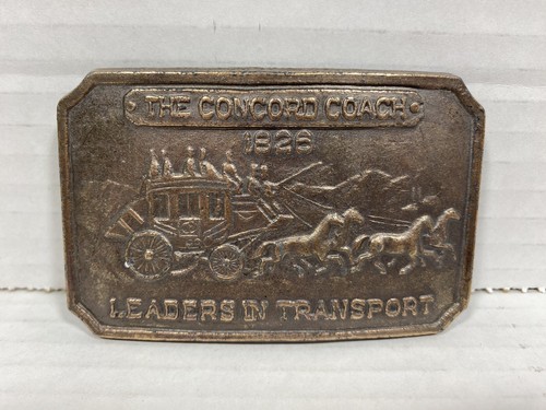 THE CONCORD COACH 1826 LEADER IN TRANSPORT Gürtelschnalle Vintage 70er Jahre gebraucht