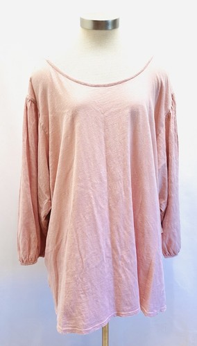 NWT SONOMA Women Long Sleeve Pullover Boat Neck Cotton Pink Shirt Plus Size 4X