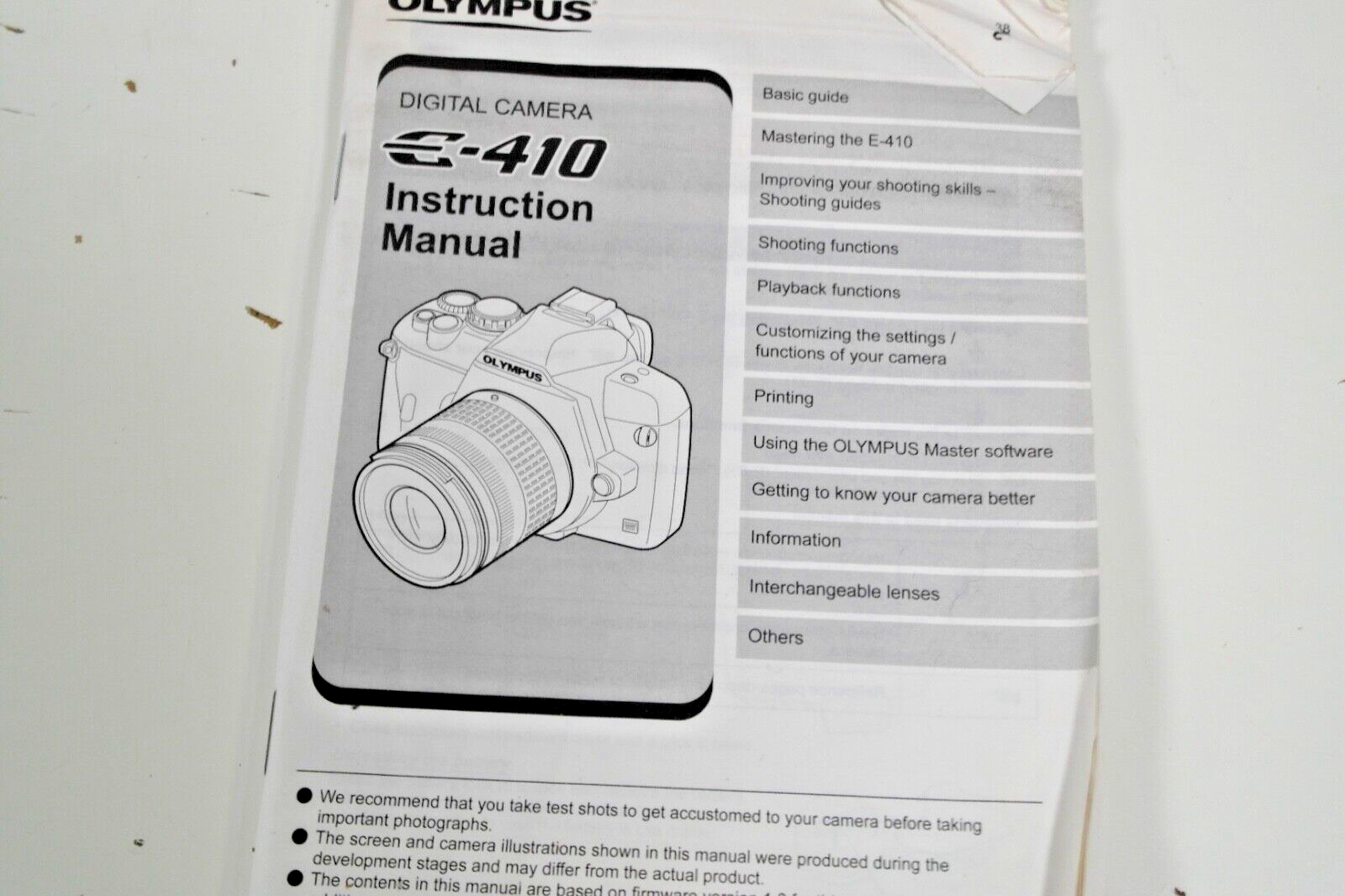 Olympus E410 DSLR Camera, Olympus Digital 1745 Lens. Carry Case