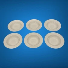 Set of 6 Oneida Wicker Large Rim Soup Bowls 9" Diameter Basket Weave White