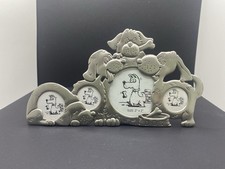 Dog Photo Frame Silver Tone Holds 4 Photographs Metal Playful Puppy Tabletop