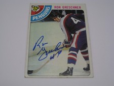 RON GRESCHNER RANGERS RARE AUTOGRAPHED 1978-79 ERROR PENGUINS CARD COA FREE SHIP