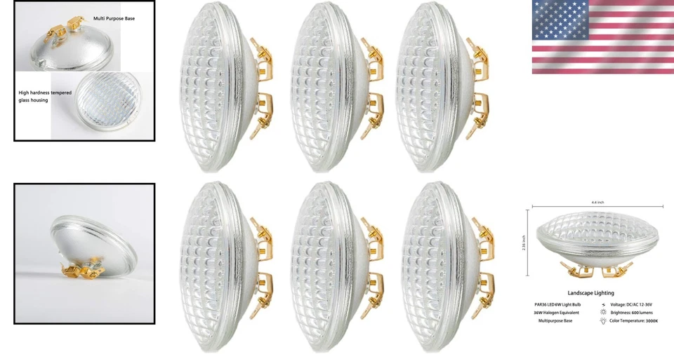 Energy Efficient LED Flood Lights 12V Warm White, 6 Pack - Image 2 of 4