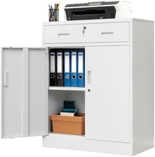 Metal Storage Cabinet, Locking Storage Cabinet with 1 Drawer and