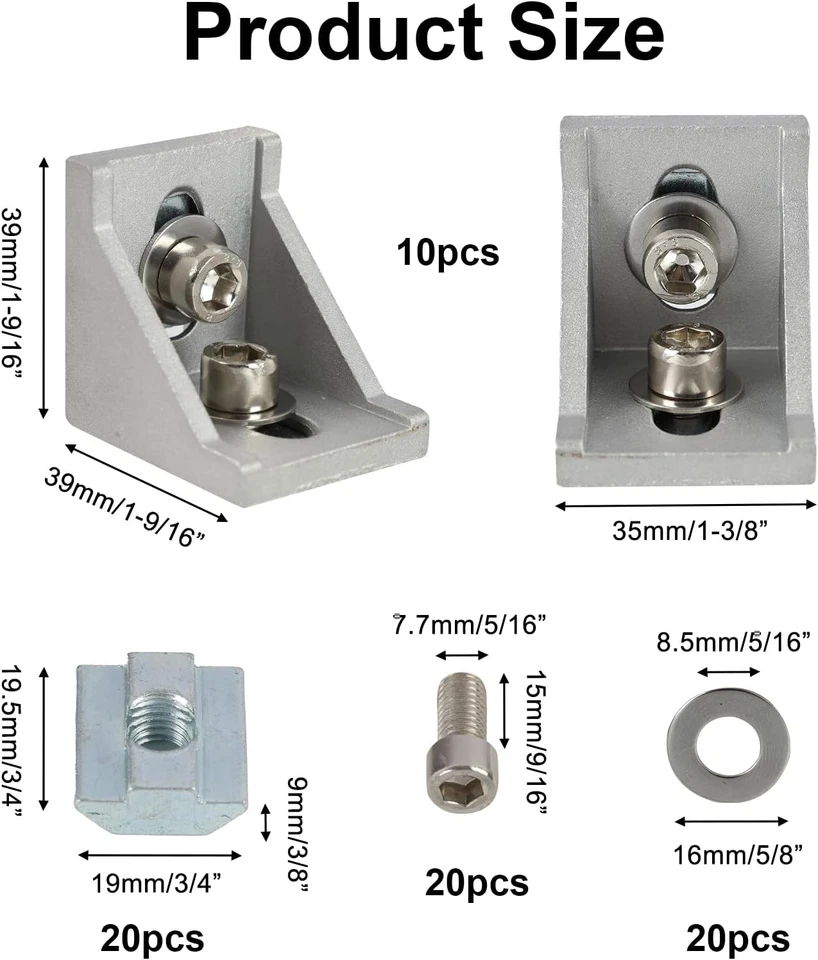10 Pezzi Staffa Angolare in Lega Di Alluminio, Staffe Angolari 40X40, Angolare A - Immagine 2 di 4