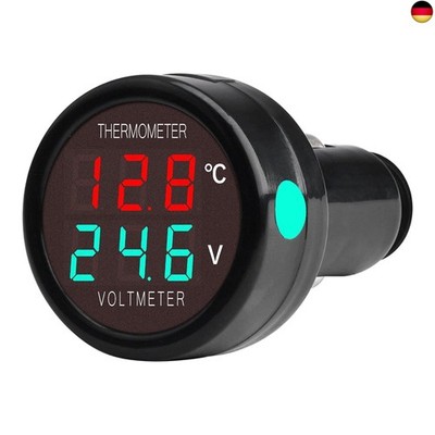 VOKTTA Auto Digitales Voltmeter Thermometer DC 12V 24V 36V, 2 IN 1