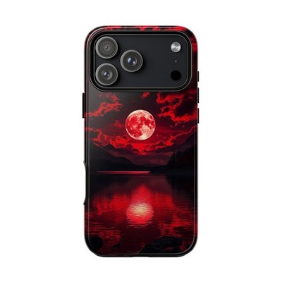 Red Moon Mountain Lake Water Slim Tough Wireless Case for iPhone Samsung Pixel