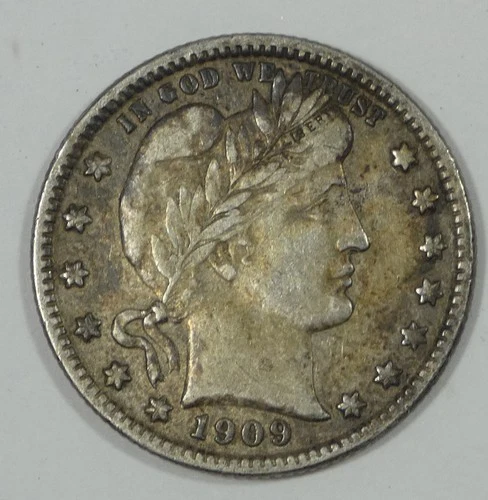 1909-S Barber Quarter Nice VERY FINE Silver 25c