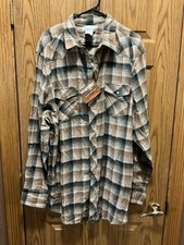 Wrangler Wrancher Pearl Snap Flannel Shirt Size 2XLT Brown/Tan New With Tags