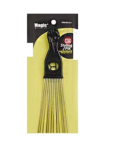 Pico de metal con puño negro largo extra grande con pica de pelo afro (B-2411) Foto 2 de 4