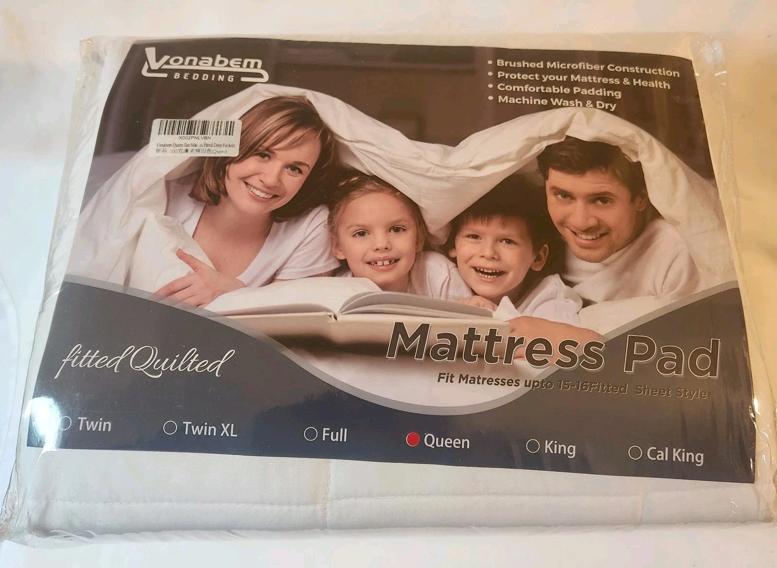 Quilted Fitted Mattress Pad, Queen Size, Elastic Fitted Mattress Topper Prote...