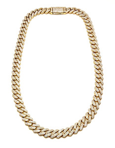 Authentic VVS1 D Moissanite Cuban Chain Necklace 10 mm 18 in. 18K Gold Plated 925 Sterling