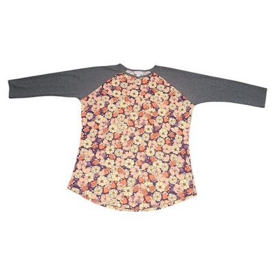 LuLaRoe | Randy | Women's Gray Pink Orange Floral Raglan Tee Shirt  | Size M