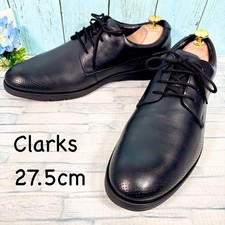 Clarks Men's Business Leather Shoes 27.5cm Black Plain Toe New Unused
