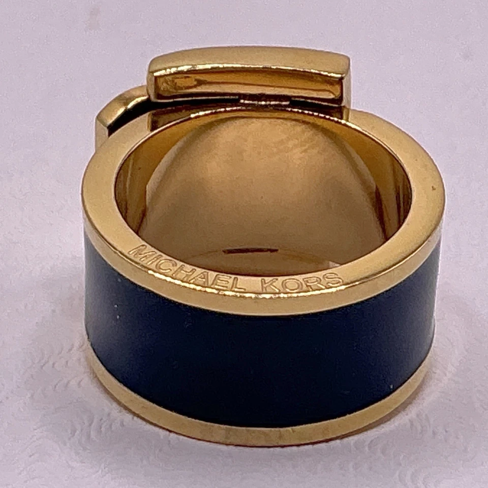 Anillo Hebilla MICHAEL KORS Tono Dorado Esmalte Azul Talla 6 Foto 3 de 4