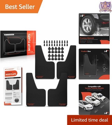 Mud Flaps Polypropylene TPE 4 Pack Car Splash Guards for Sedan Coupe Black Pr...