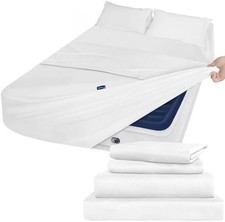 Queen Sheet Set Deep Pocket - 4 Piece Extra Soft Queen Bed Sheets - Side Storage