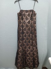 Morgan and Co. Women's Sheath Midi 7/8 Black Lace Sequined Stylish Comfortable