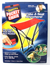 New The Amazing Pocket Chair Easy Folding Canvas Seat  Carry Bag Holds 250 lbs