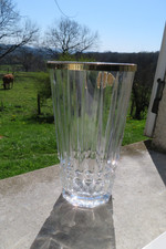 vase en cristal et cerclage doré Val Saint  Lambert 20 cm