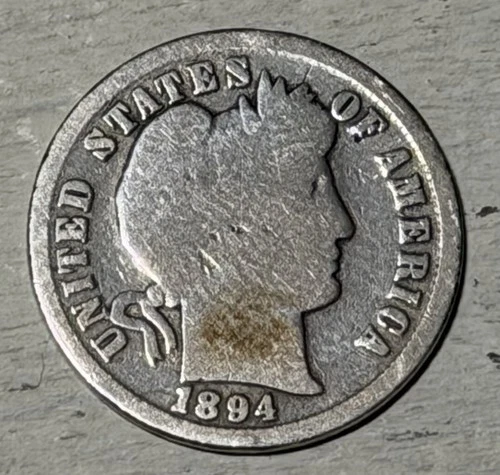 1894 P Silver Barber Dime GOOD Philadelphia Mint Early Rare Coin Perfect 4 Album