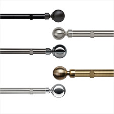 28mm Fixed Length Metal Eyelet Curtain Pole Set with Met Ball Finial