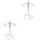 2pcs Glass Stand Freestanding Silver Metal Countertop Glass Holder Stand