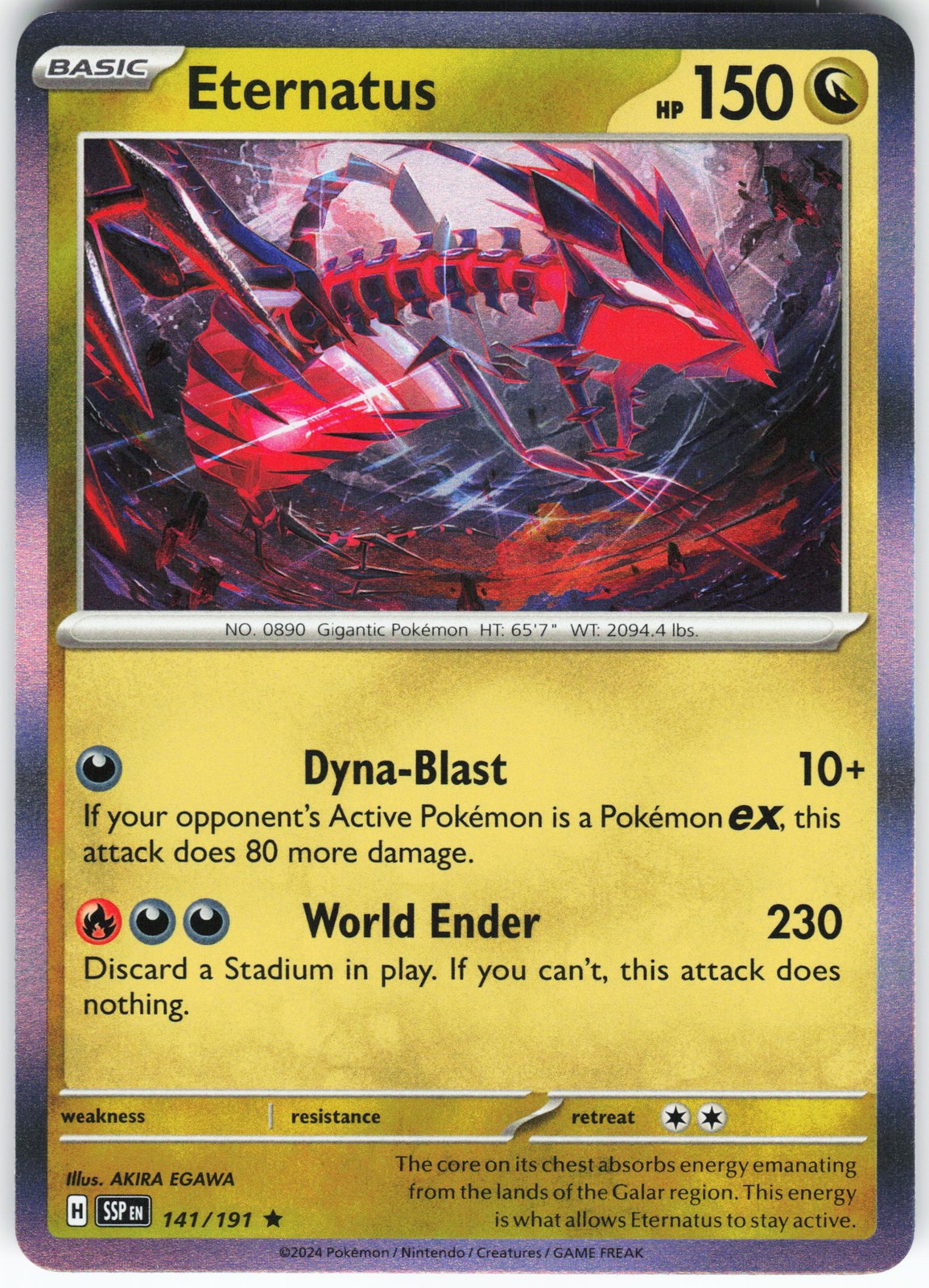Eternatus 141/191 Pokemon SV08: Surging Sparks Holo Rare NM